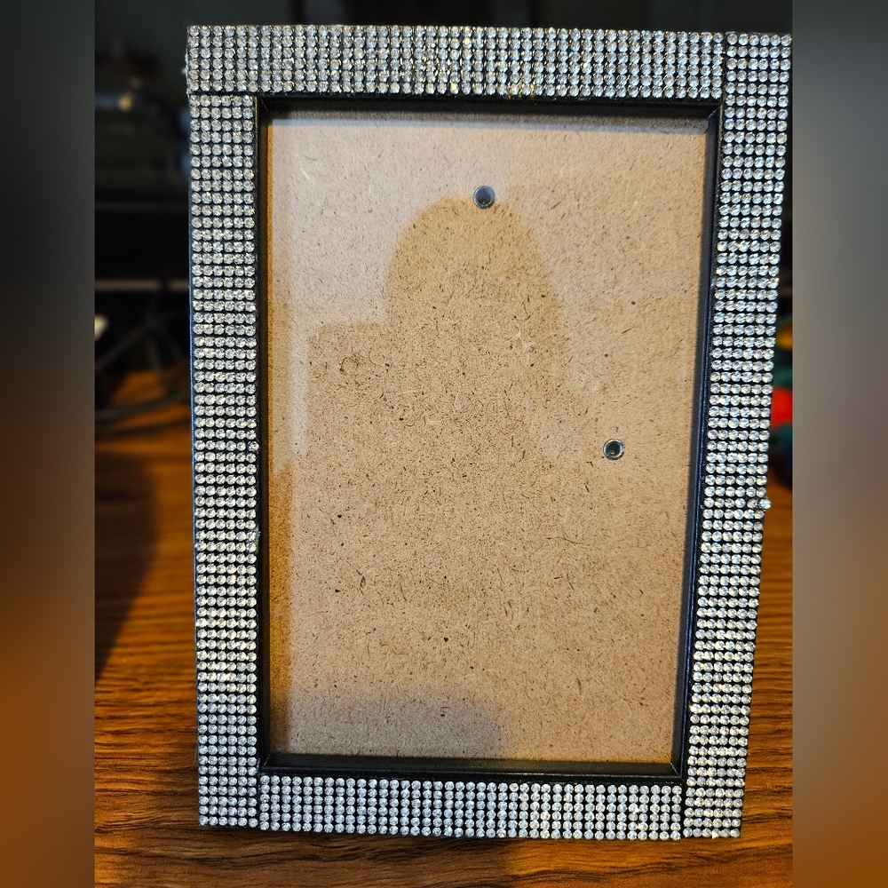 Set Of 12 Black Picture Frames with Rhinestone Border